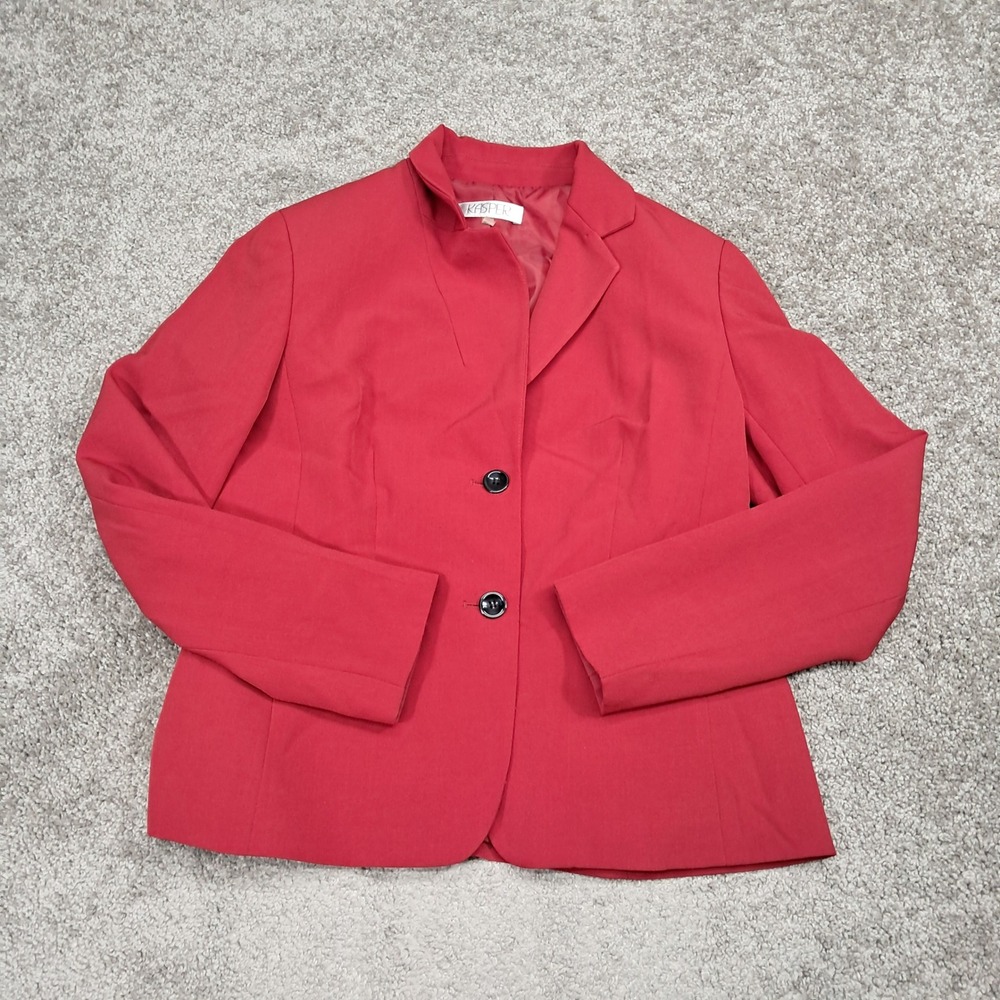 Kasper Womens Red Two Button Lined Stretch‎ Blazer Professional Career Jacket 10